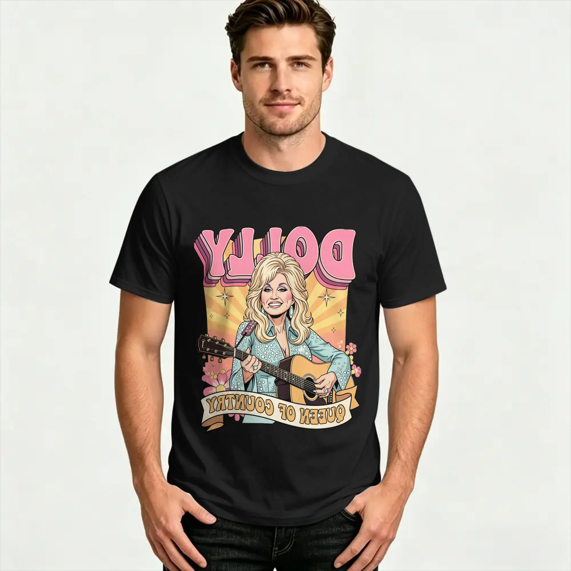 Dolly Parton Country Music Cotton T-Shirts  Fashion Tee Shirt for Men Beach Y2K Basic Casual Short Sleeve Clothing