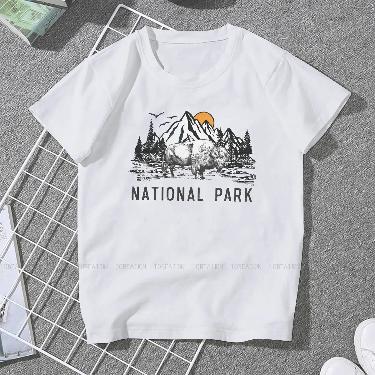 Yellowstone TShirt for Woman Girl Vintage National Park Wyoming Mountains Bison Humor Casual T Shirt High Quality Trendy Loose