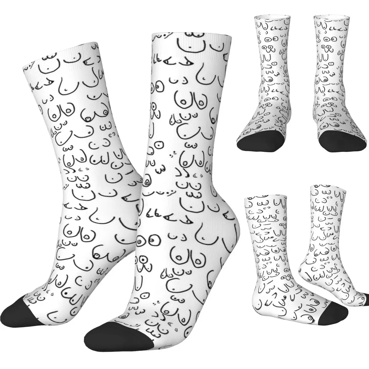 Various Mixed Boobs Breast Shapes Socks Autumn Graffiti Stockings Gothic Couple Breathable Socks Pattern Outdoor Anti Skid Socks