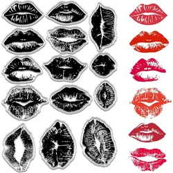 Lip Clear Stamps Kiss Lips Love Valentines Day Rubber Silicone Stamp Decorative Reusable Seals Stamps for DIY Card Making