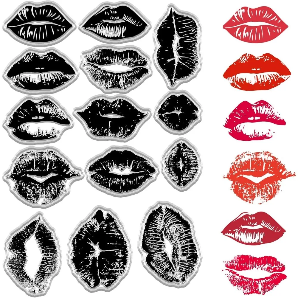 Lip Clear Stamps Kiss Lips Love Valentines Day Rubber Silicone Stamp Decorative Reusable Seals Stamps for DIY Card Making