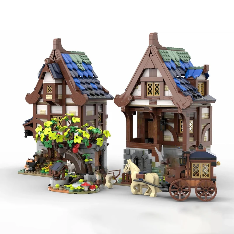 Klocki konstrukcyjne Średniowieczne domy Czarnych Strychów ​ ​ ​ ​ ​ ​ ​ Model Technologiczny Zamek Model Zrób To Sam Zestaw do Składania Prezent Konstrukcyjny