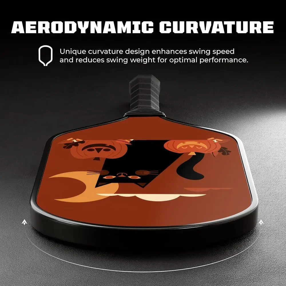 

Pickleball Paddle Fiberglass Lightweight 13MM Honeycomb Core Power&Spin Racket with Bag Grip Tape Halloween Lively Cat