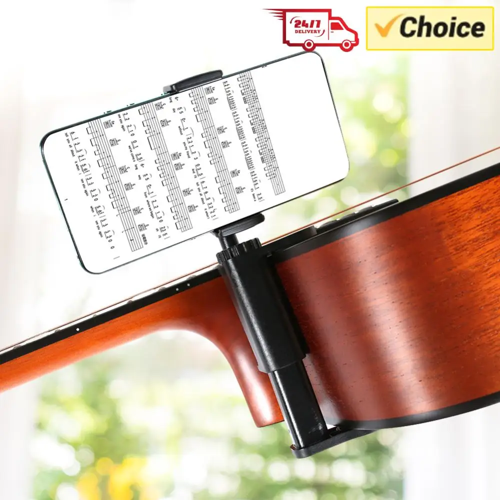 

Adjustable Phone Support Hands-Free Guitar Stand Holder Multi-Purpose Thick Guitar Cellphone Mount For Digital Sheet Music