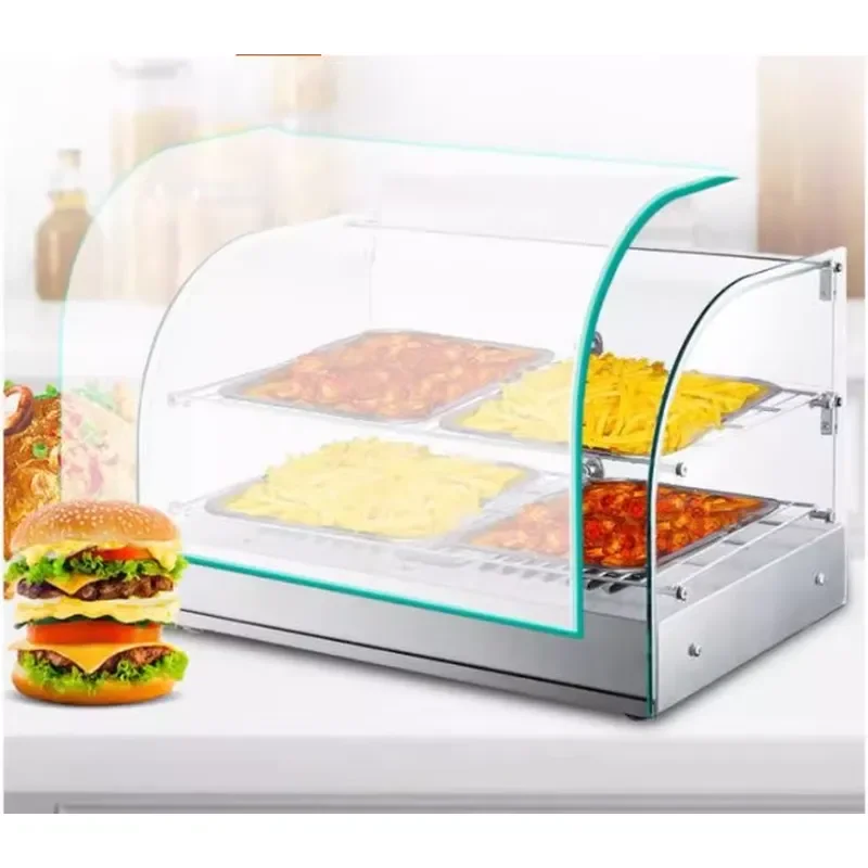 25L to 115L Stainless Steel Commercial Hot Food Warmer Display Cabinet with Hinged Glass Door and LED Light Waterproof