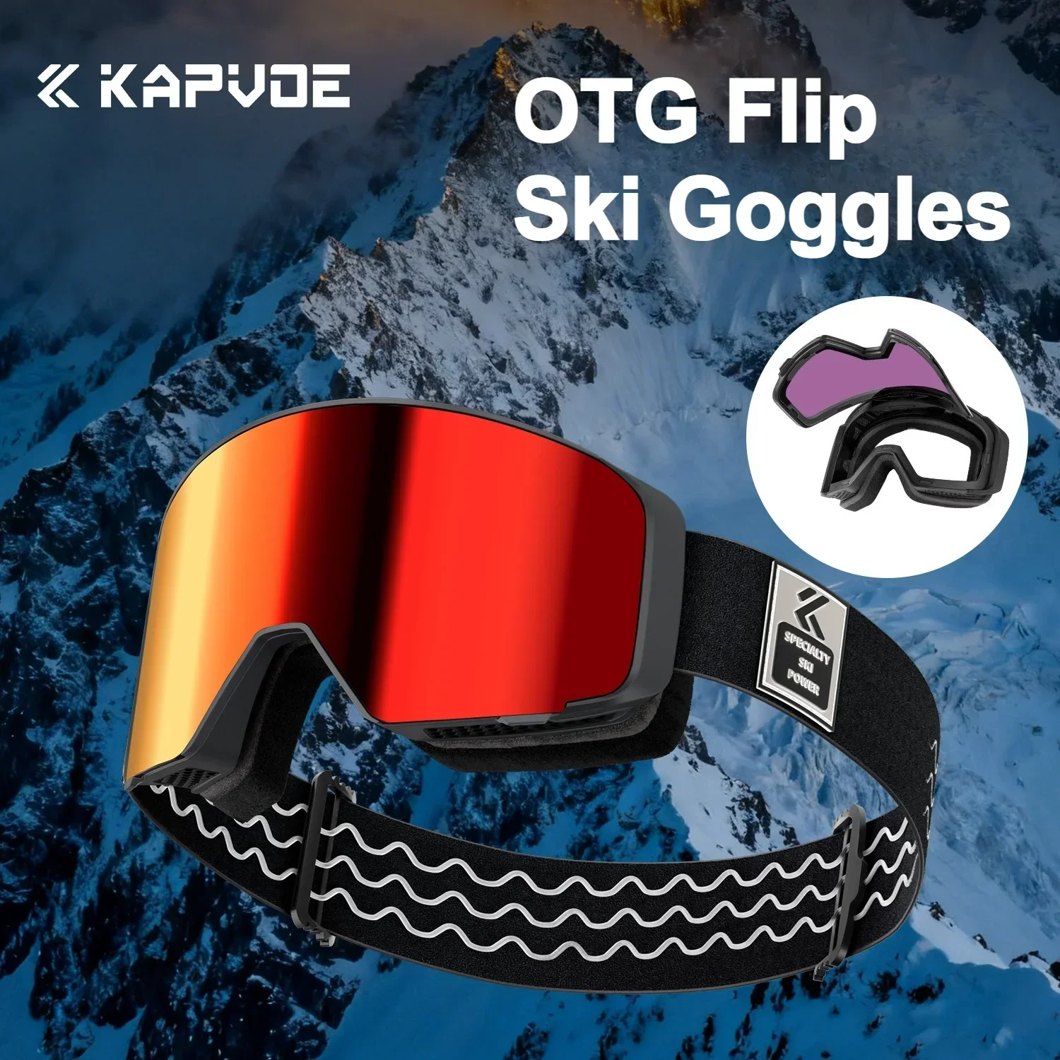 

KAPVOE Outdoor Sports Snow Double Anti-Fog Glasses Photochromic Ski Glasses Men Women Fashion Winter Ski Glasses Snowboarding