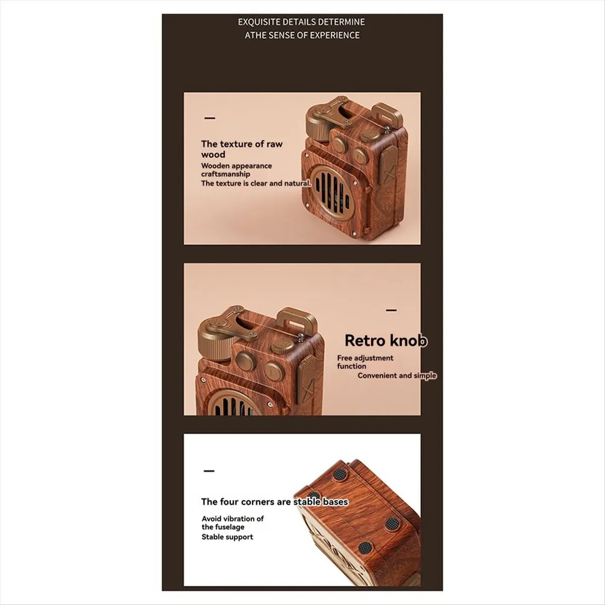 Portable Audience Sound Box Bluetooth Speaker Retro Outdoor Radio Wireless Connection Vintage Style Music Player