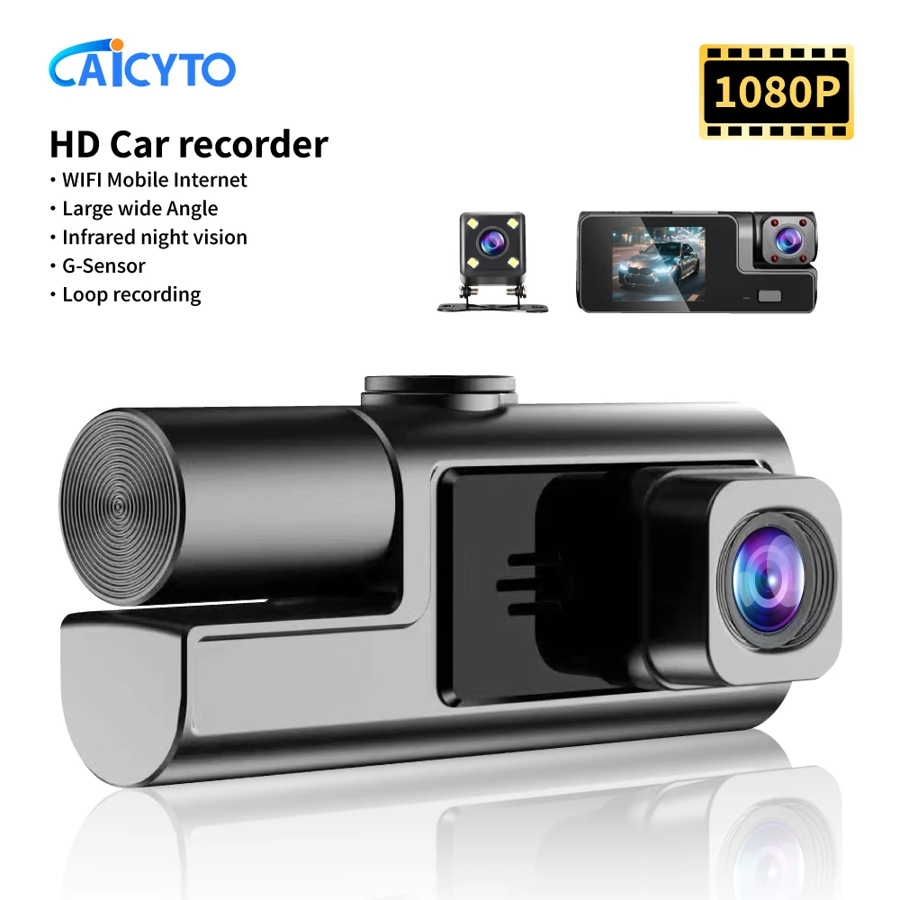 

3-канальный видеорегистратор для автомобилей 1080P Автомобильная камера WIFI Видеорегистратор Передняя внутрикамера заднего вида Автомобильный видеорегистратор Черный ящик Автомобильные аксессуары