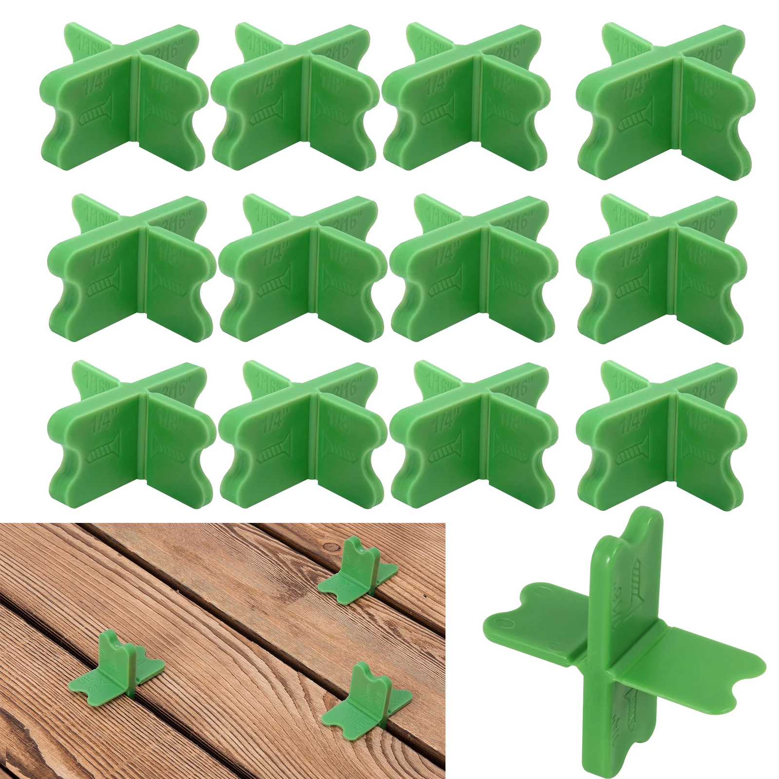 

8/4pcs Deck Spacer Tool ABS 4 Thicknesses Deck Board Spacers 1/16", 1/8", 3/16", 1/4" for Pressure Treated Composite Decking