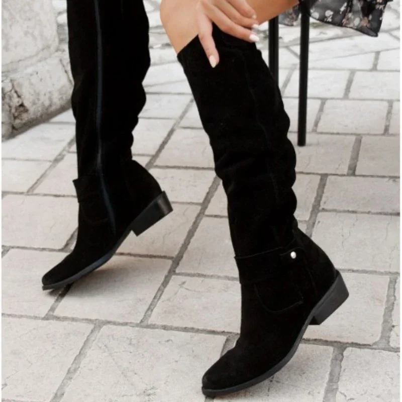 Hot Selling Retro Women Boot Large Size43 Suede High Women Boot Winter Boot Women High Heel Allmach Knee Length Boot Botas Mujer