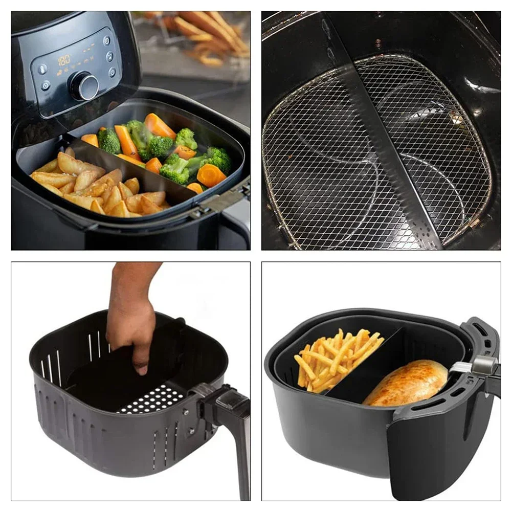 Separador de freidora de aire, cesta de acero inoxidable 304 para cocinar alimentos, patatas fritas, plato de cocina, Carne separada