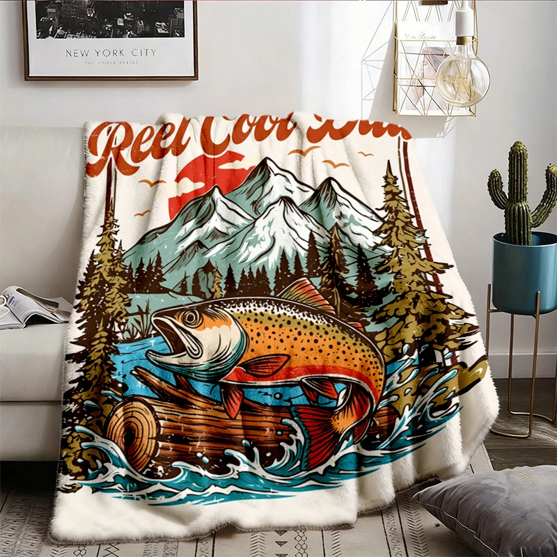 Reel Cool Dad Comfy Blanket, Father's Day Flannel Blanket, Father's Day gift for, Gift for Husband, Dad And Fishing Matc