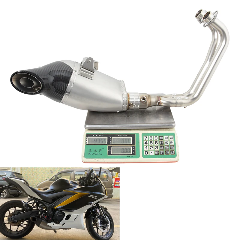 For R25 R3 MT-03 2014-2023 Motorcycle Exhaust Systems Modify Slip On Front Link Pipe Carbon Fiber Muffler DB Killer