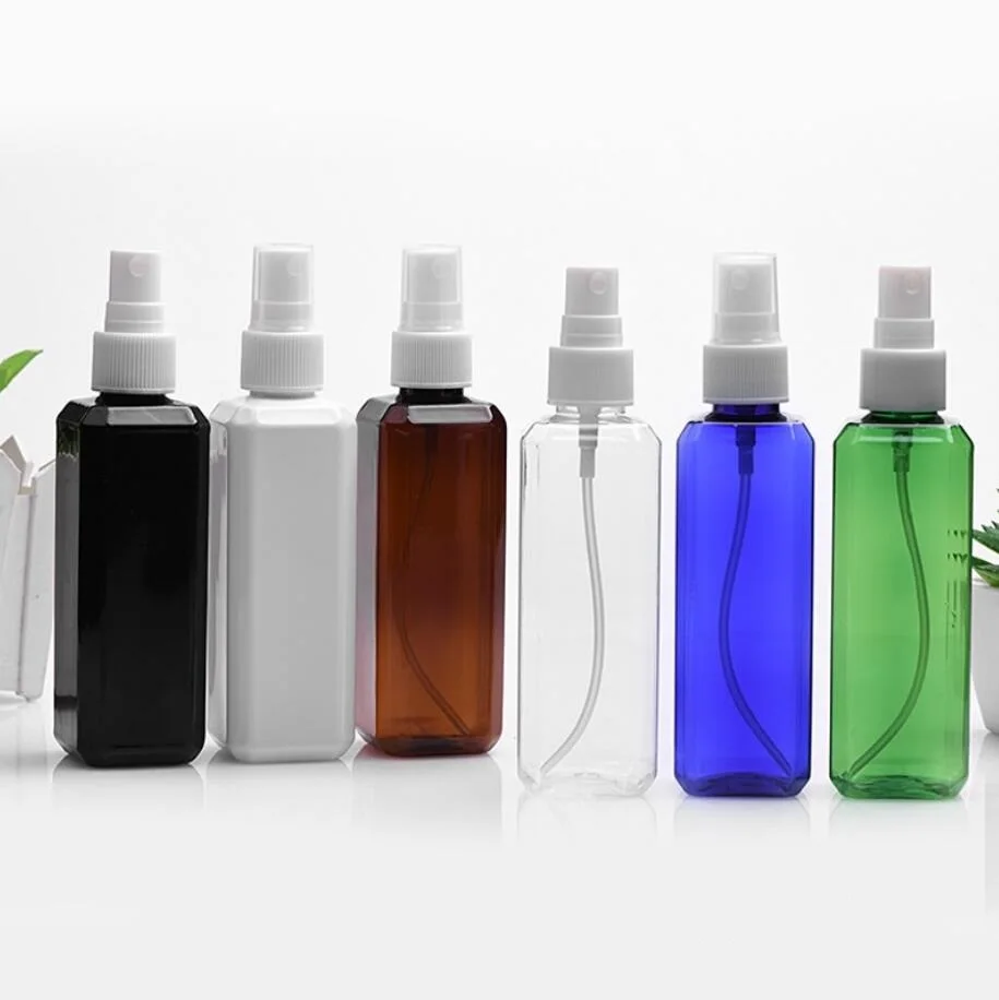 Bouteille carrée en plastique PET de 100ml, pulvérisateur de brouillard d'eau de toilette, sérum, toner essentiel, soins de la peau, emballage cosmétique
