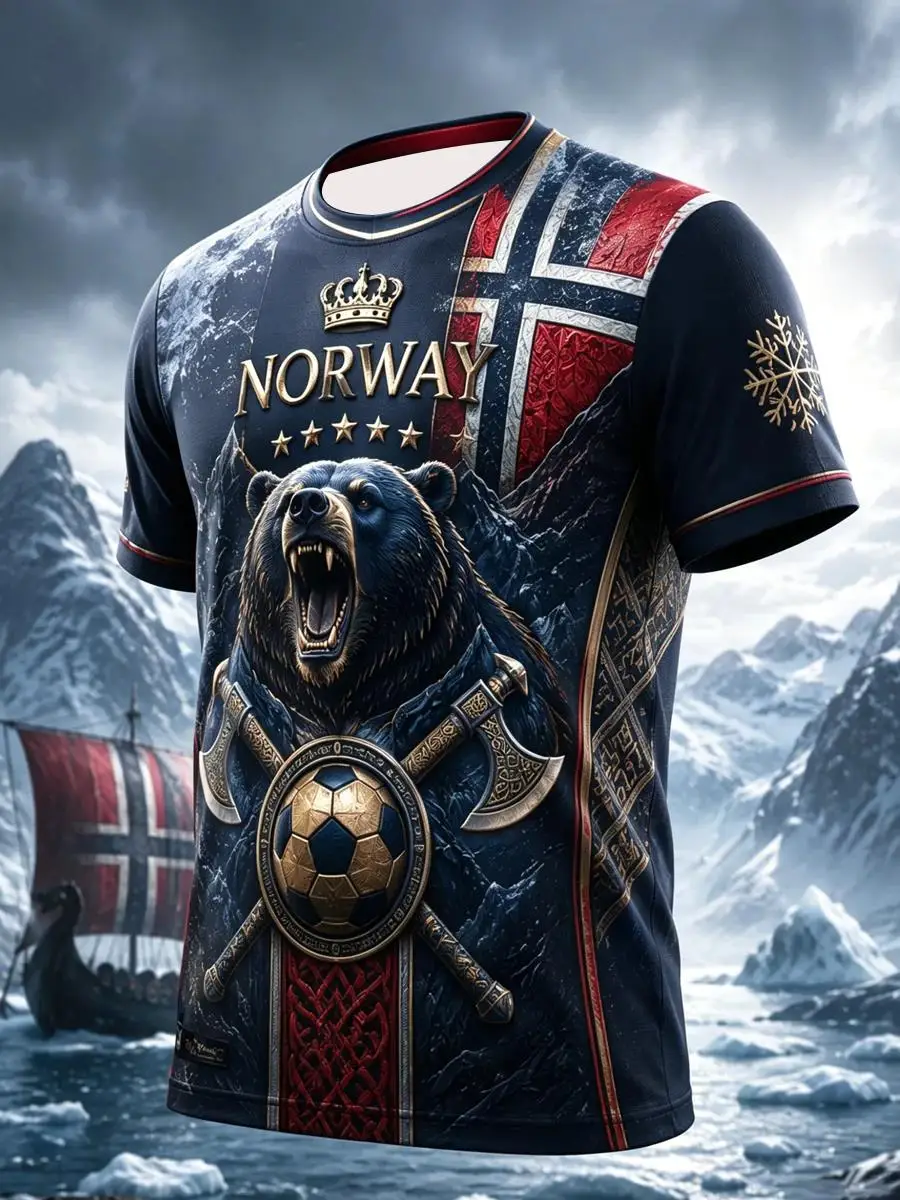 2027 Norwegian Fans Football Training T-Shirt - 3D Print - Fashionable, Comfortable and Breathable - Family Clothing