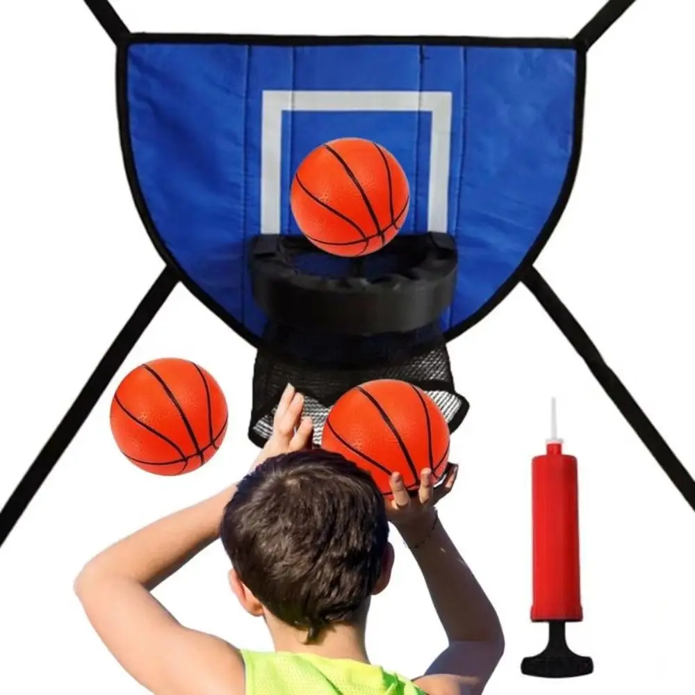 Opvouwbare trampoline basketbalringkit Veiligheid Plezier Draagbaar basketbalring Speelgoed Multifunctioneel met pomp en bal