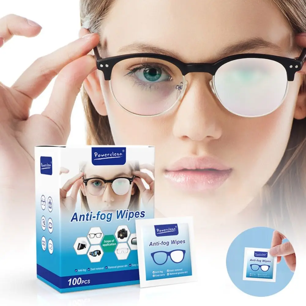 

100Pcs/Box Disposable Glasses Anti Fog Wipe Cleaning Lens Wipes Glasses Cleaner Wet Wipe Phone Screen Sunglasses