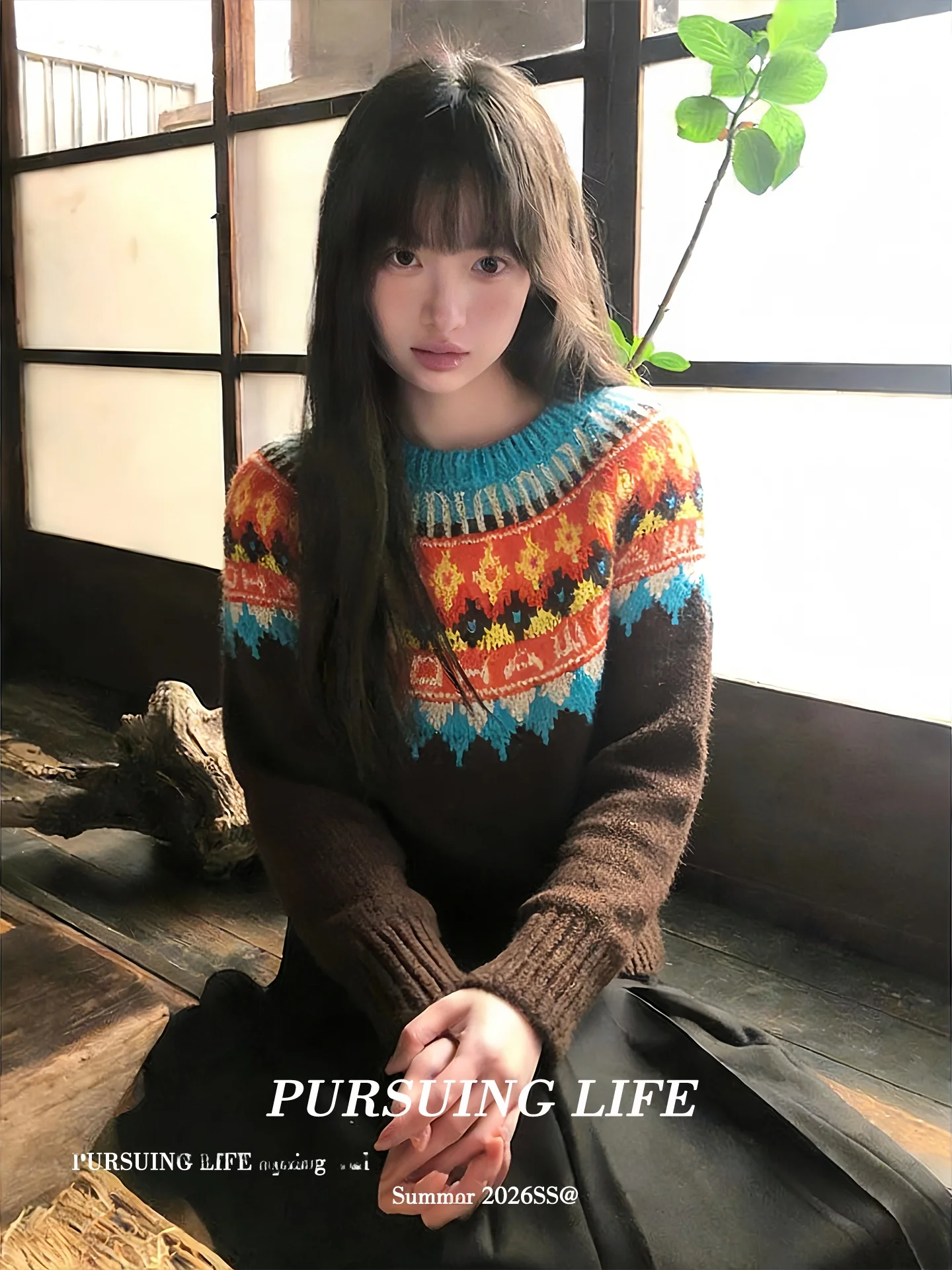 

Sweet And Cool Style Long Sleeve Knitted Sweater Shoulder Bared Loose Fit Slimming Top for Women New Year Fashion Trend