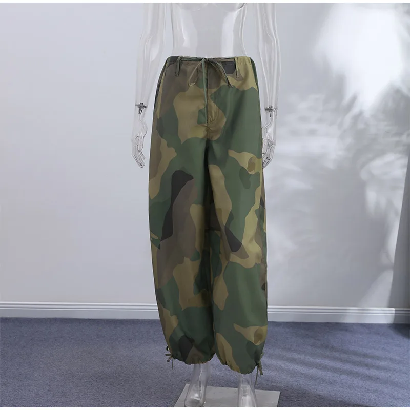 Elegant Printed Women's Pants Lace-Up Loose Soft Lady Long Trousers 2026 Autumn Winter Chic New Female All-Matched Street Slacks