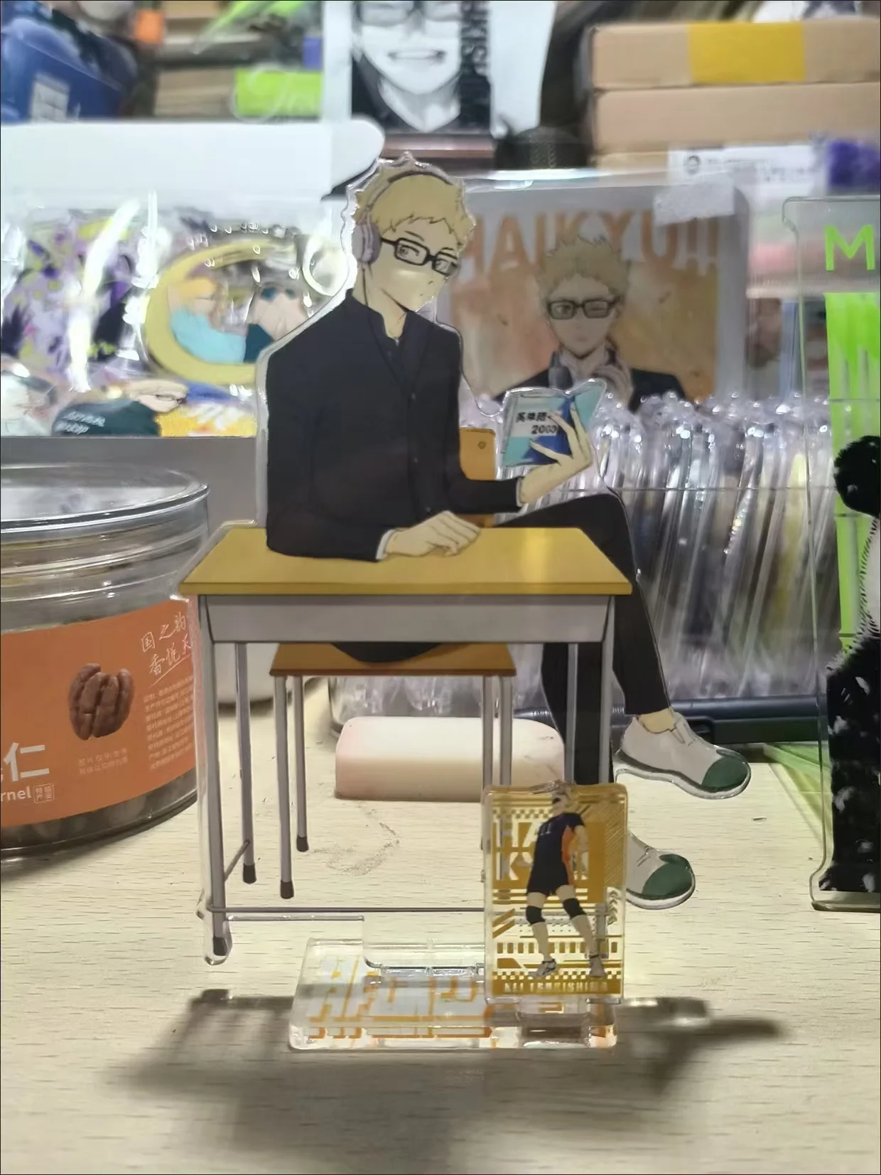 Anime Haikyuu!! Kei Tsukishima Cosplay Acrylic Scene Standing Plate Cartoon Stand Figure Model Desk Decoration Bauble Xmas Gift