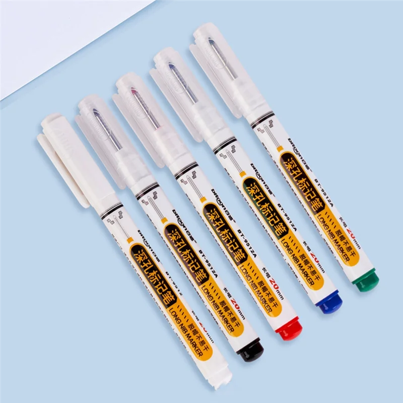 

AT02-5PCS Deep Hole Long Nib-Head Marker For Metal Perforating Pen Waterproof Woodworking Decoration Multi-Purpose