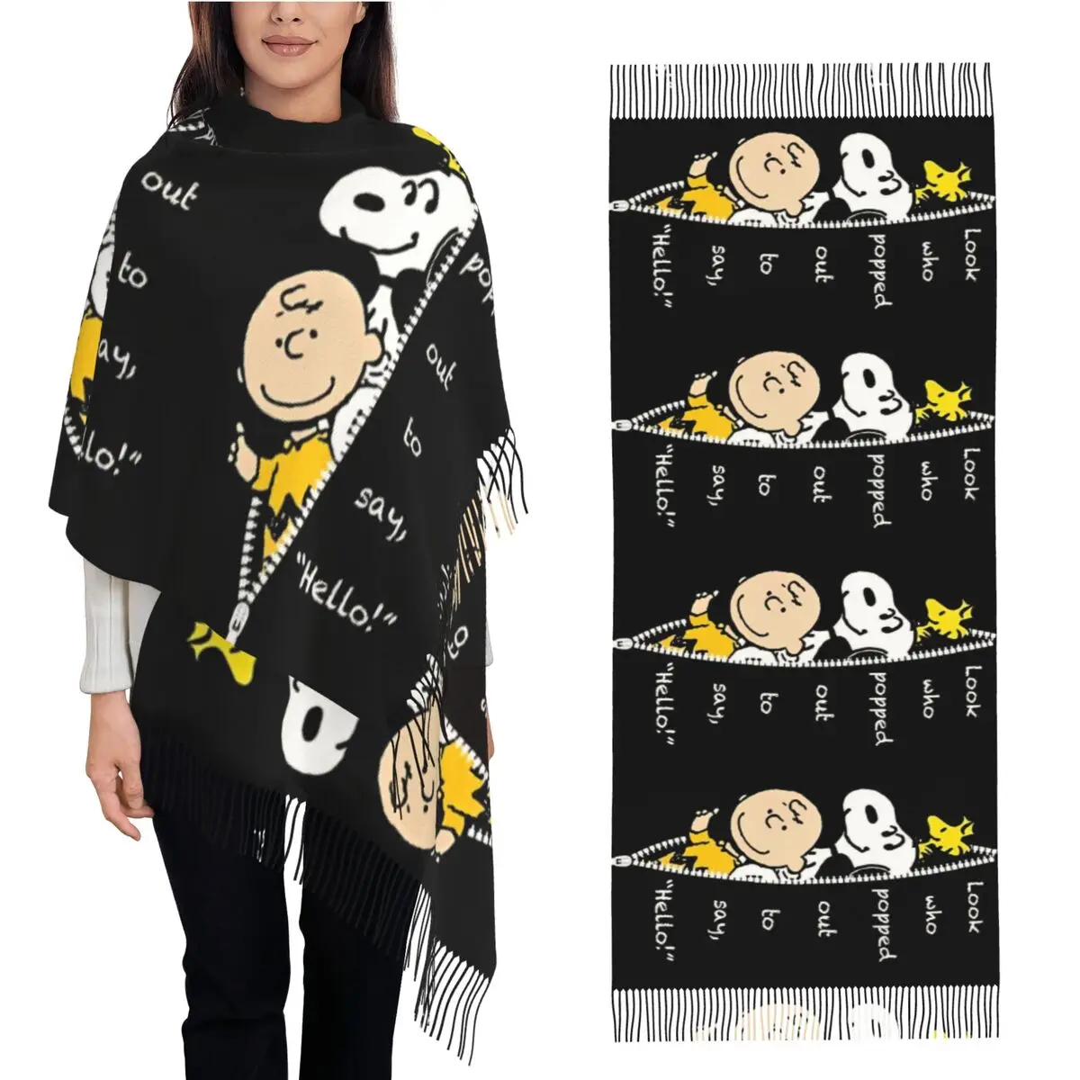 Lenço macio quente outono snoopy amendoim xales wrpas bandana personalizada unissex retro cachecóis envoltórios