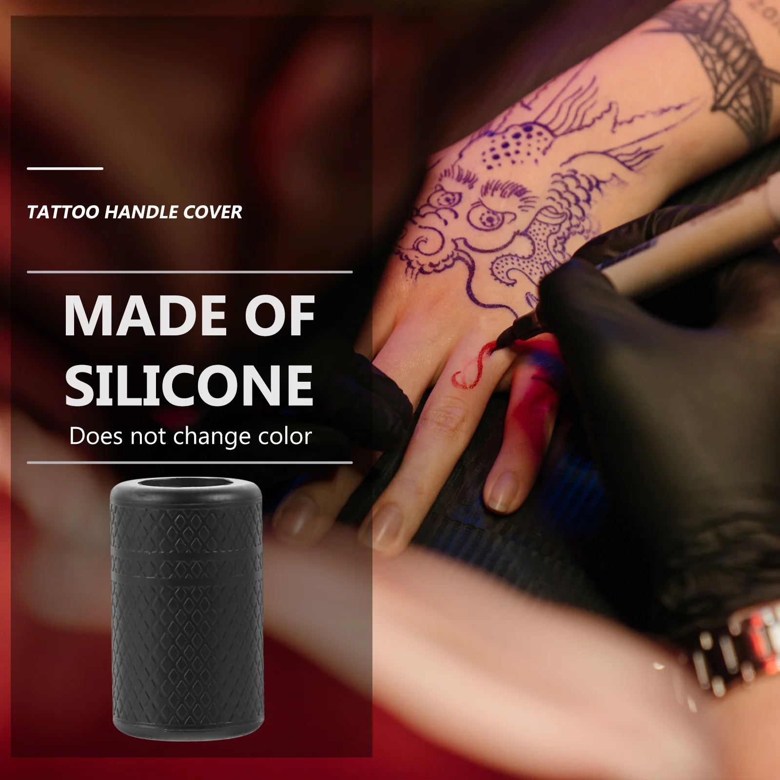 

1Pcs Black Silicone Tattoo Machine Handle Cover Heat Resistant High Temperature Sterilizable Grip Sleeve Vibration Absorbing