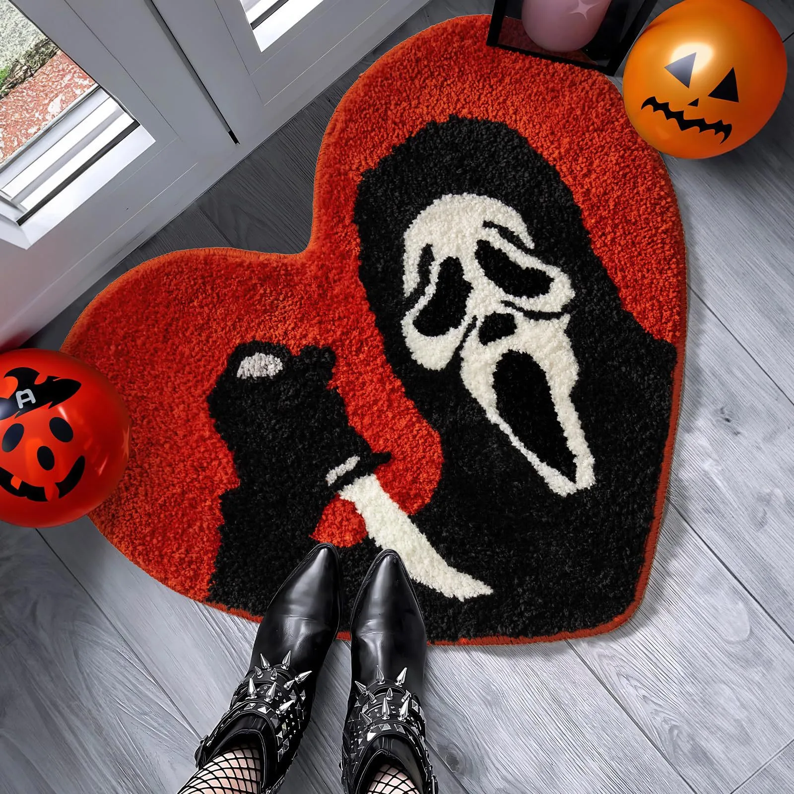 

26×24in Halloween Bath Rugs - Soft & Non-Slip Decor Heart-Shaped Scream Rug - Horror Halloween Bathroom Decor Carpet And Gothic