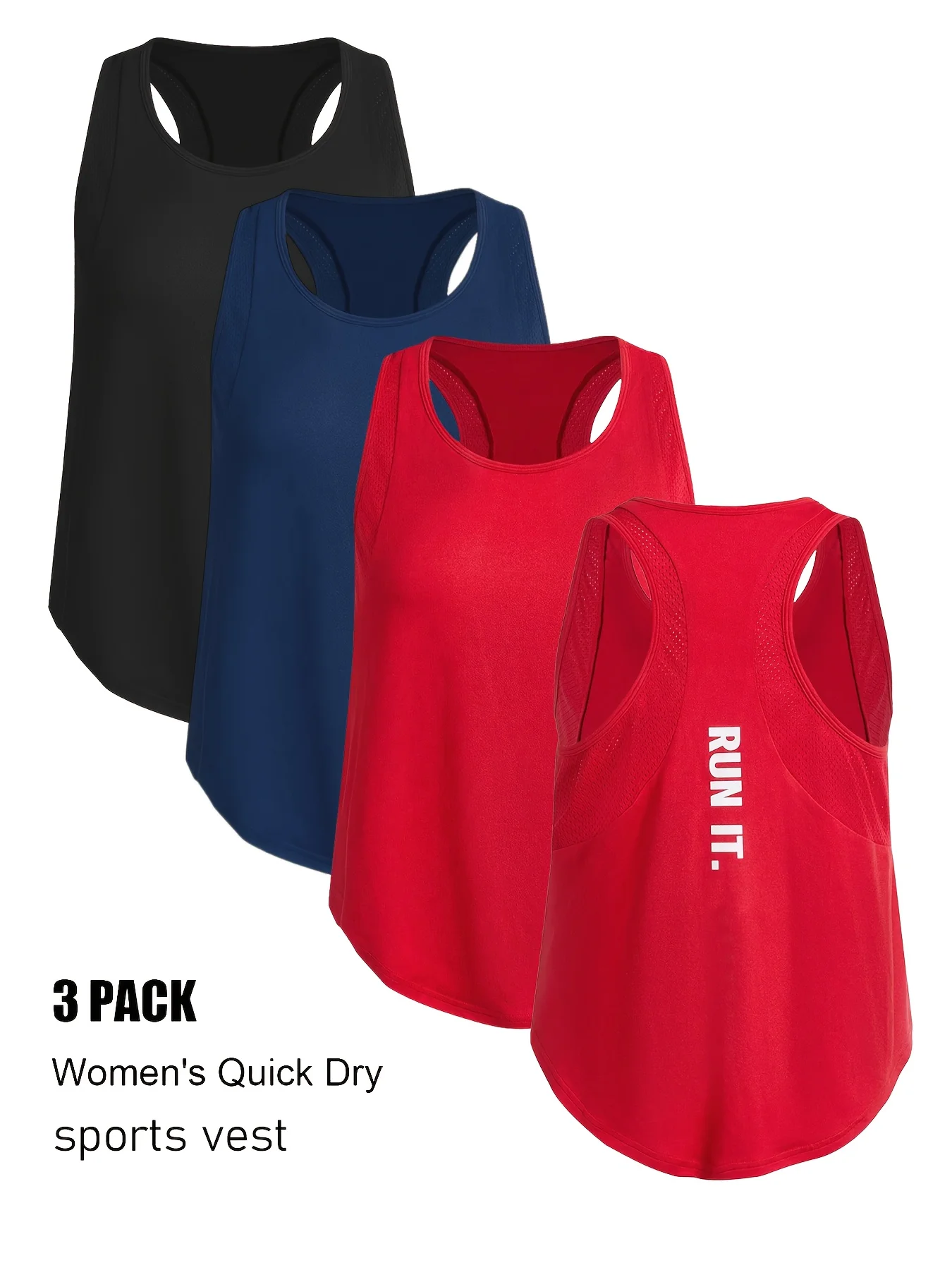 3 Pieces Female Elastic Sports Vest Quick Dry Sleeveless Tops For Yoga Running Cycling Gym Outdoor Wear Combo