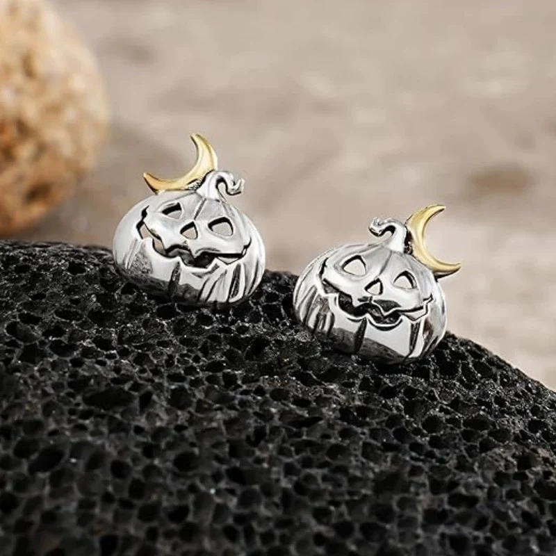 European and American Halloween Ghost Festival Accessories Pumpkin Earrings Ghost Face Earring For Women 925 Silver Jewelry