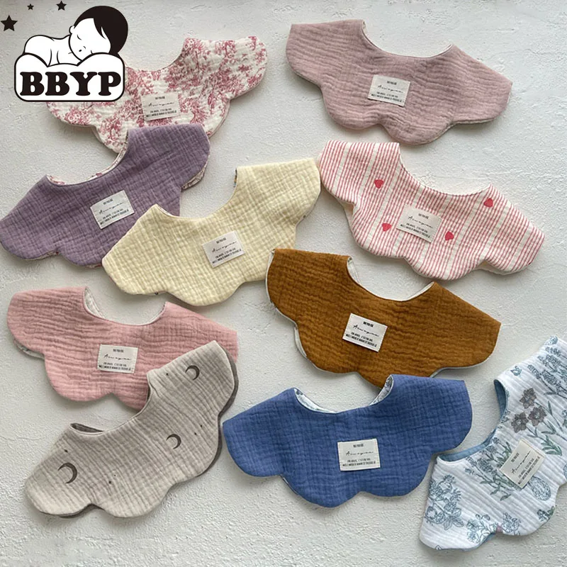 1pcs סיבוב כותנה תינוק bibs ילוד muslin bs דו צדדי עבור tething & doling עבור יוניסקס בנות בנות unisex משקל קל