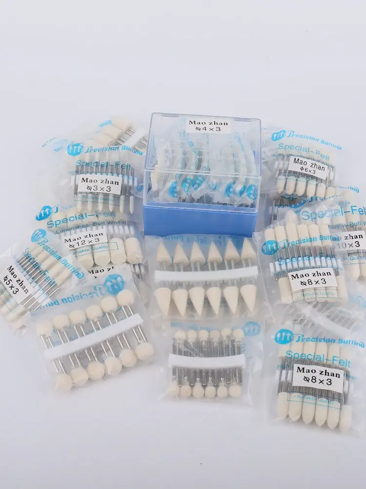 60 Stück/120 Stück, 1 Packung, Polierscheiben aus Wollfilz, Außendurchmesser 3–12 mm, Schleifkopf für Dremel-Bohrmaschine, Drehwerkzeug, 3-mm-Schaft. – Detail 5