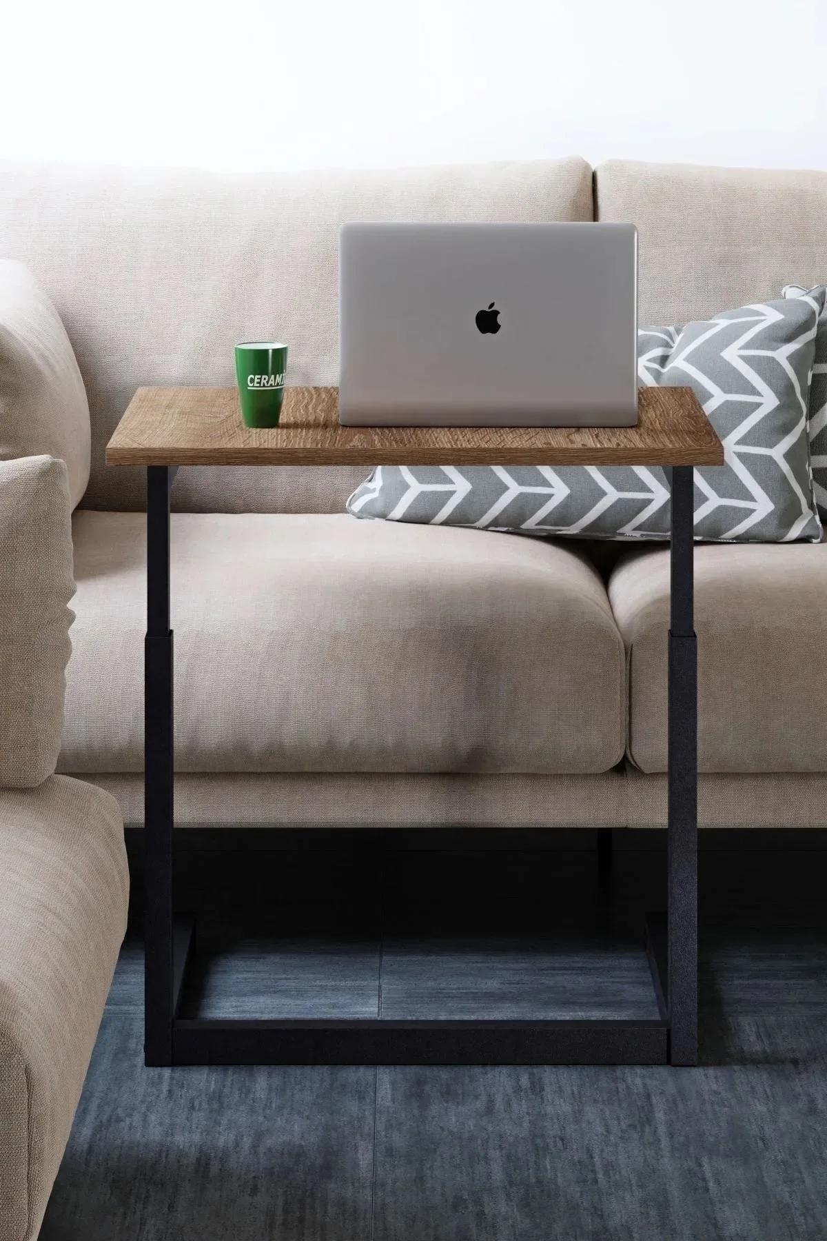 Adjustable Laptop Stand Sacramento Oak Small Snack Couch Coffee Table Living Room Sofa & Casters