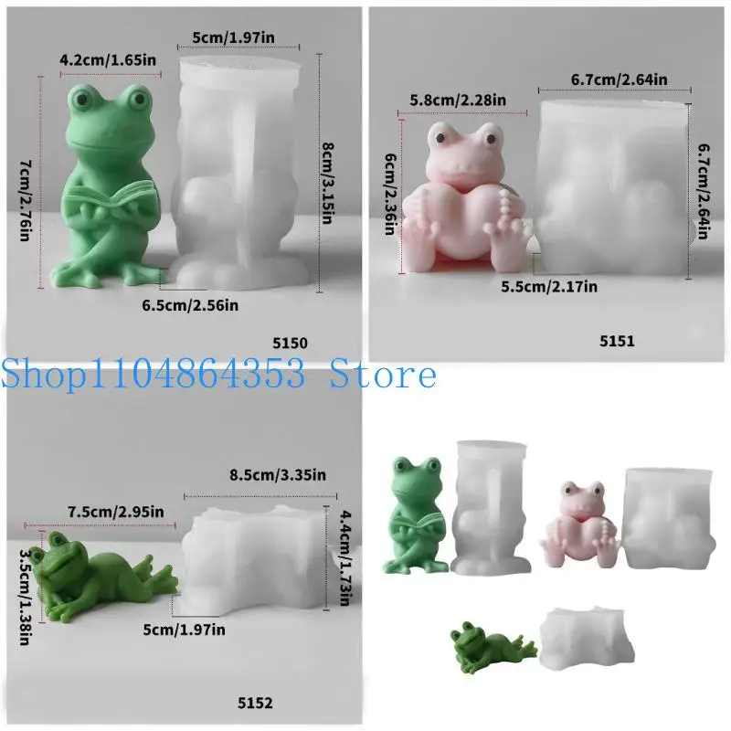 652F Leicht zu reinigende Silikon-Tierform für die Kerzenherstellung, 3D-Froschform-Ornamentform – Detail 6