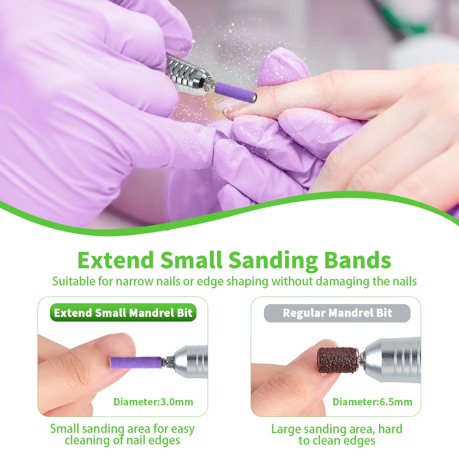 80 120 180 240 حصى 30/40 قطعة 3 مللي متر مسمار صغير الفن الموسعة الرملي العصابات مسمار لقمة ثقب لاستبدال مزيل هلام البولندية الأكريليك