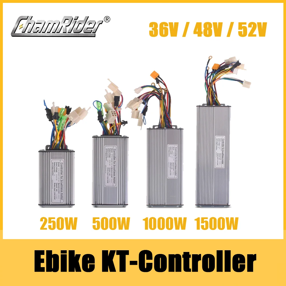 ChamRider,Sinewave-Electric Bike Sensorless Controller, KT Controller, Dual Mode, 36V, 48V, 250W, 350W, 500W, 750W, 1000W, 1500W