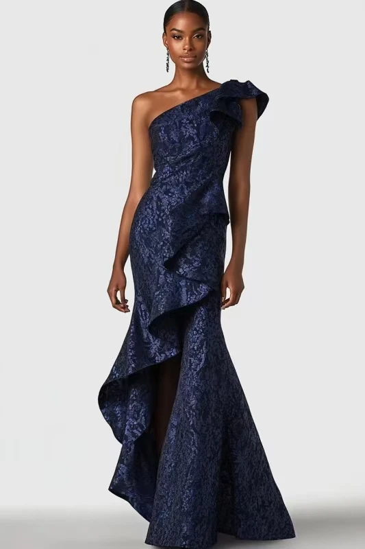 Abito elegante da donna antirughe monospalla personalizzato di alta qualità con lunghezza al pavimento e senza maniche per la festa nuziale