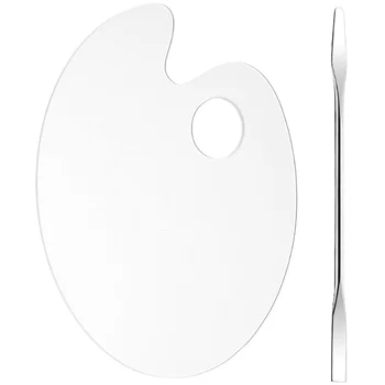 1 conjunto de paleta de mistura de aquarela, placa de mistura de base acrílica com espátulas, paleta de mistura com espátulas