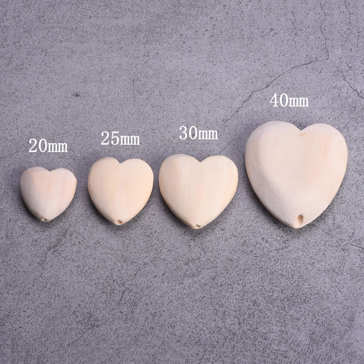 Heart Shape Natural Wood 20mm 25mm 30mm 40mm Loose Woodcraft Beads For DIY Handcraft Pendants Jewelry Making