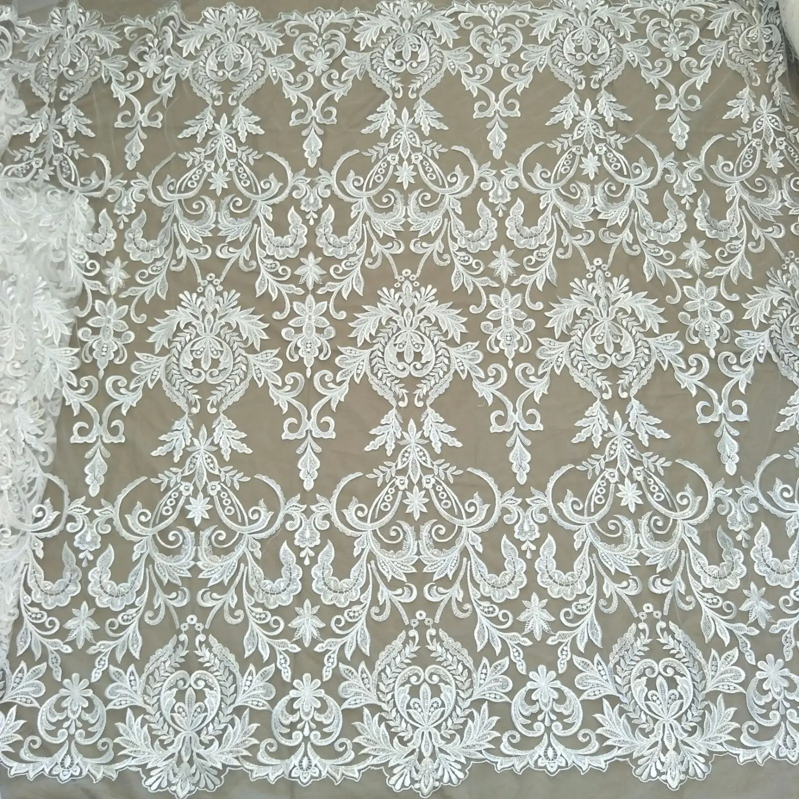 ivory french lace fabric 130cm width dress lace fabric bridal lace fabric sequins lace fabric sell by yard