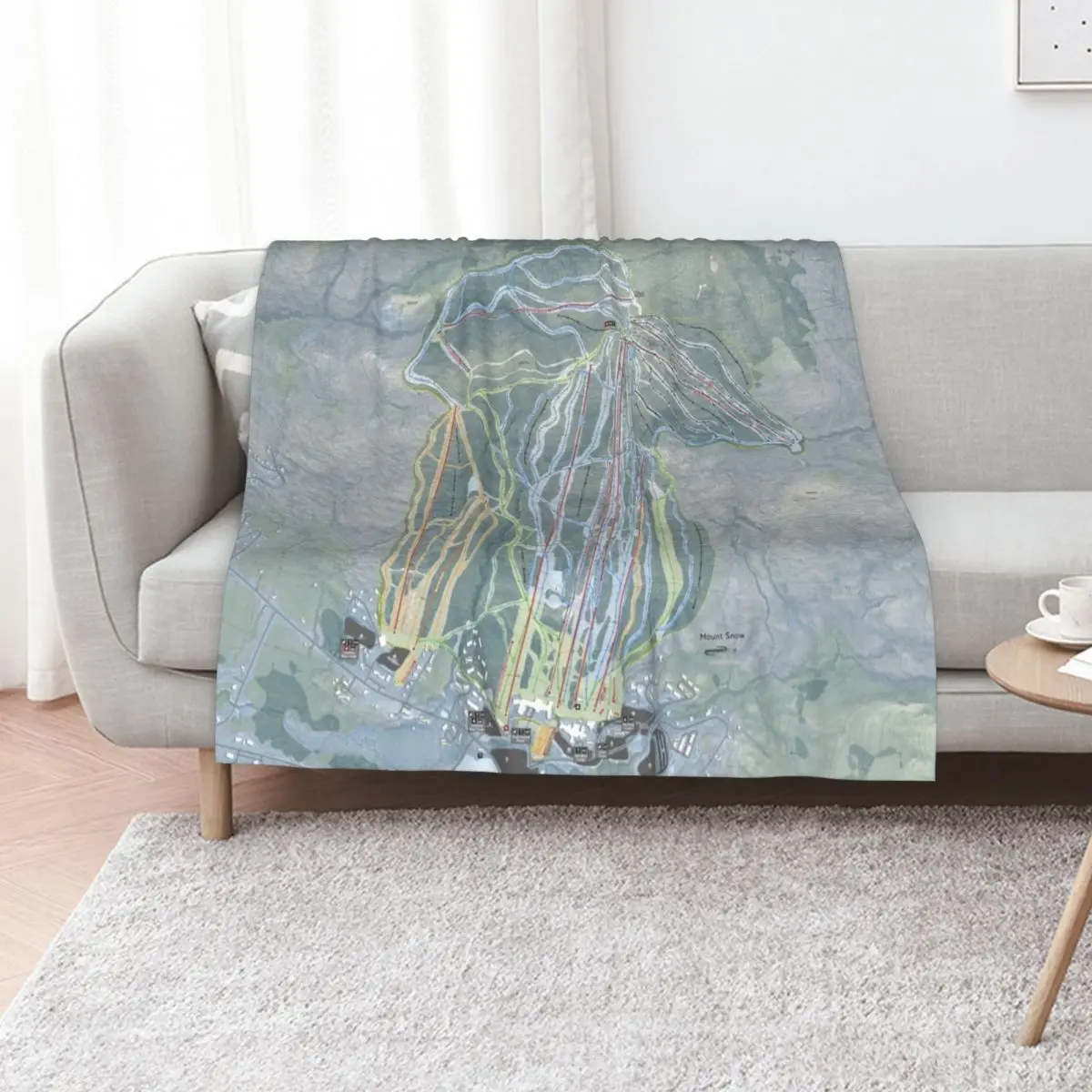 Mount Snow Resort Trail Map Throw Blanket Luxury Brand Beach Blankets For Sofas manga Decorative Beds Decoratives Blankets