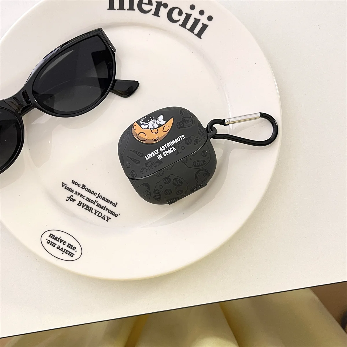 حافظة سماعات أذن مقاومة للصدمات لشاومي برادز 5 ، رسوم كرتون لطيفة ، IMD ، رائد فضاء ، ملصق كريستالي ، غطاء سماعات أذن مع خطاف