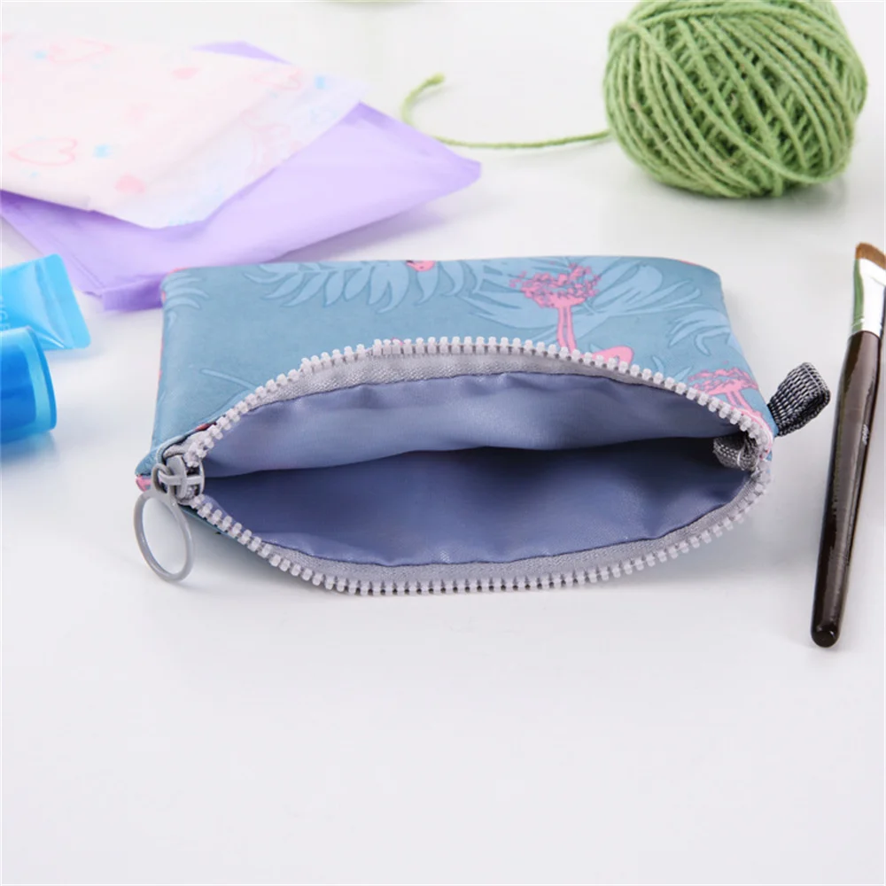 1/5PCS Napkin Pouch Zipper 13x13cm Towel Pouches Storage Tools Cosmetic Bag Printed Polyester Storage Bags Household Tools