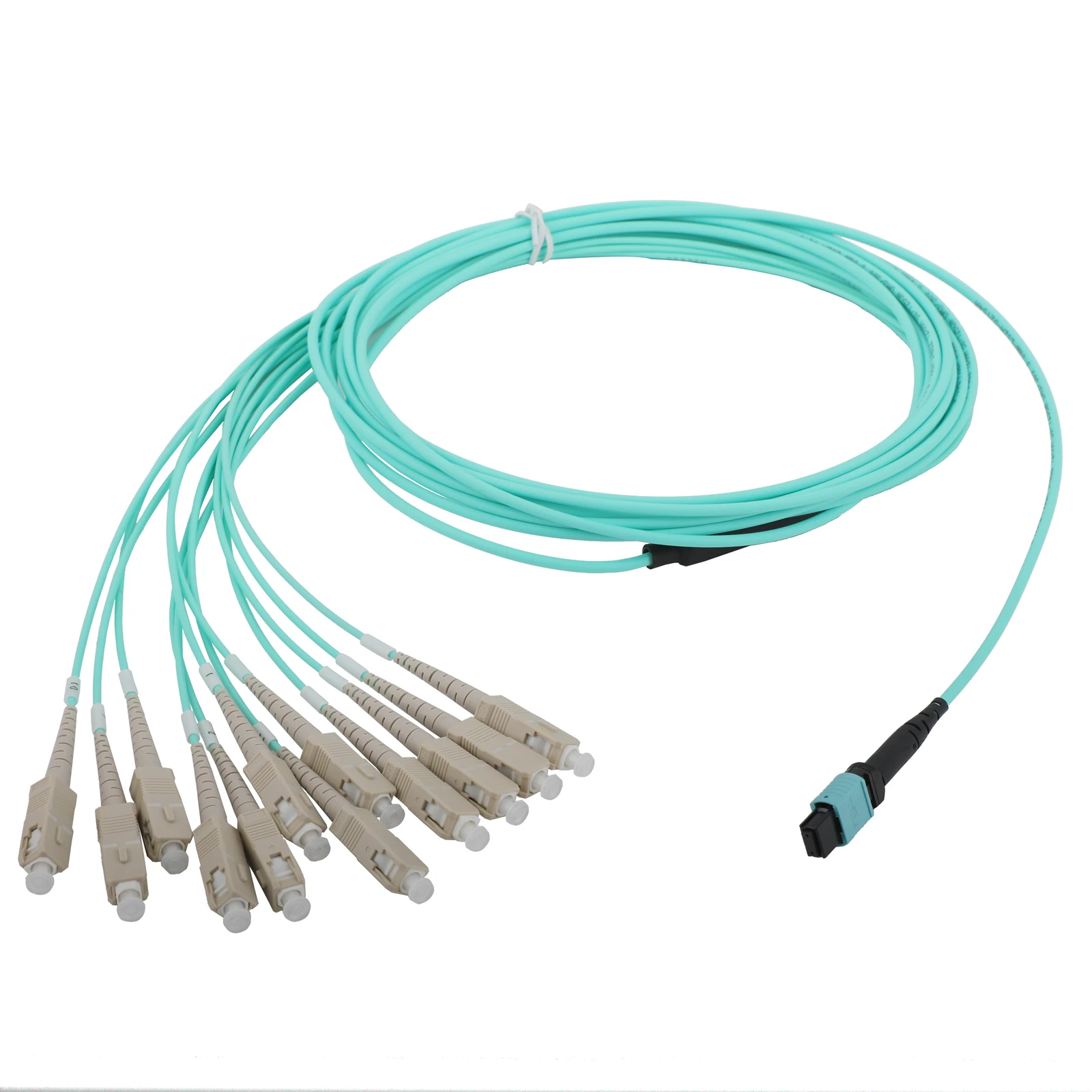 10G متعدد الأوضاع 12-Core MPO/PC إلى 12SC OM3 كابل تمديد الألياف 1M/3M/5M/10M/15M/20M سلك تصحيح الألياف البصرية