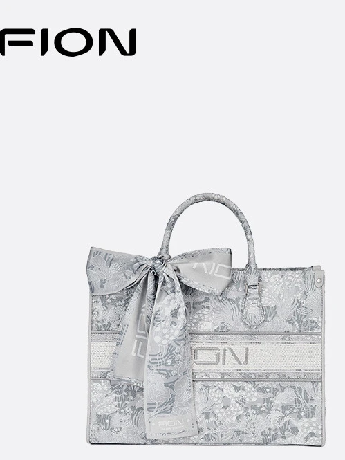 Fion Blue and White Porcelain Clever Brocade Tote Bag  New Women's Bag Light Luxury Shoulder  Commuter Handbag