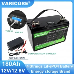 VariCore 12V/12.8V 180AH LCD LiFePO4 Battery pack 4 String Lithium Batteries 2000w Inverter for Touring Car Solar 14.6v Charger