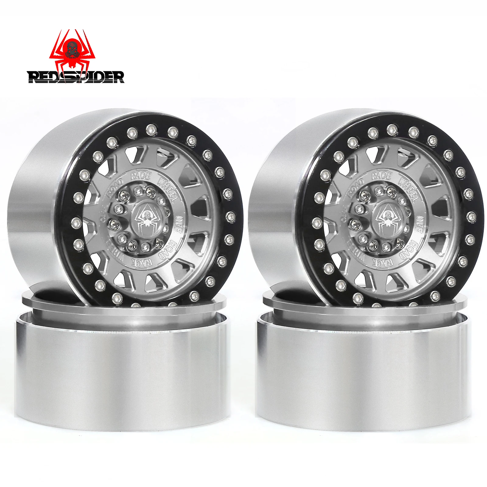 العنكبوت الأحمر المعدني 2.2 "Beadlock عجلة RAim محور عجلات ل 1/10 RC الزاحف سيارة محوري SCX10 الشبح RR10 RBX10 Traxxas TRX4 D90