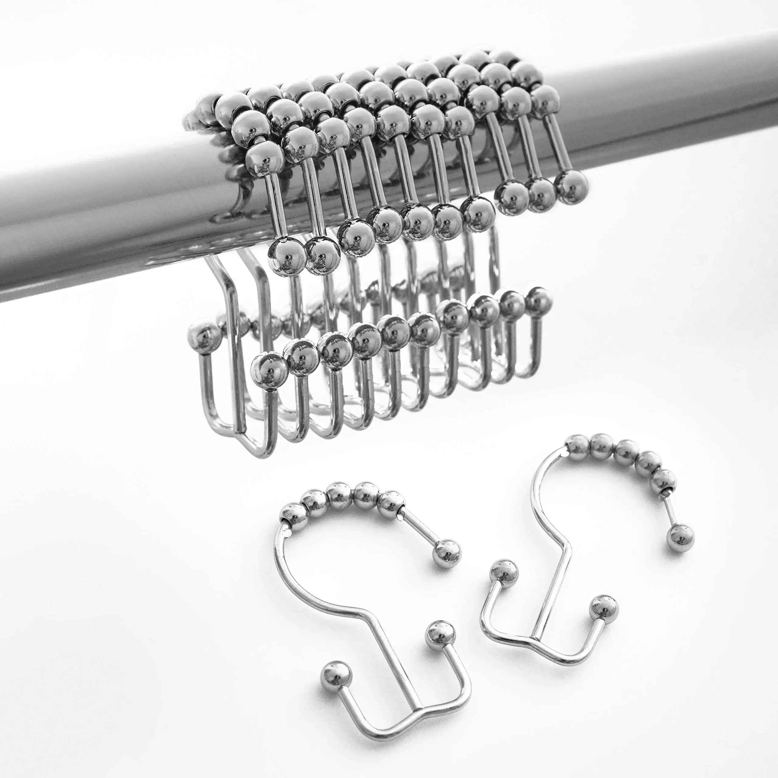 

2026 New Premium 12pcs A Top Quality 12Pack Rustproof Metal Shower Curtain Hooks Double Glide Rings for Bathroom Shower Rods