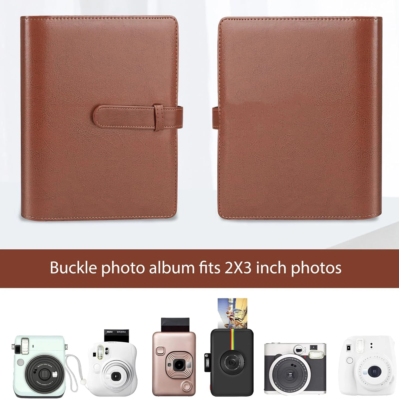 256 Pockets PU Leather Mini Album Solid Color Storage Photo Album Book Portable Fit for Fujifilm Instax Mini Film