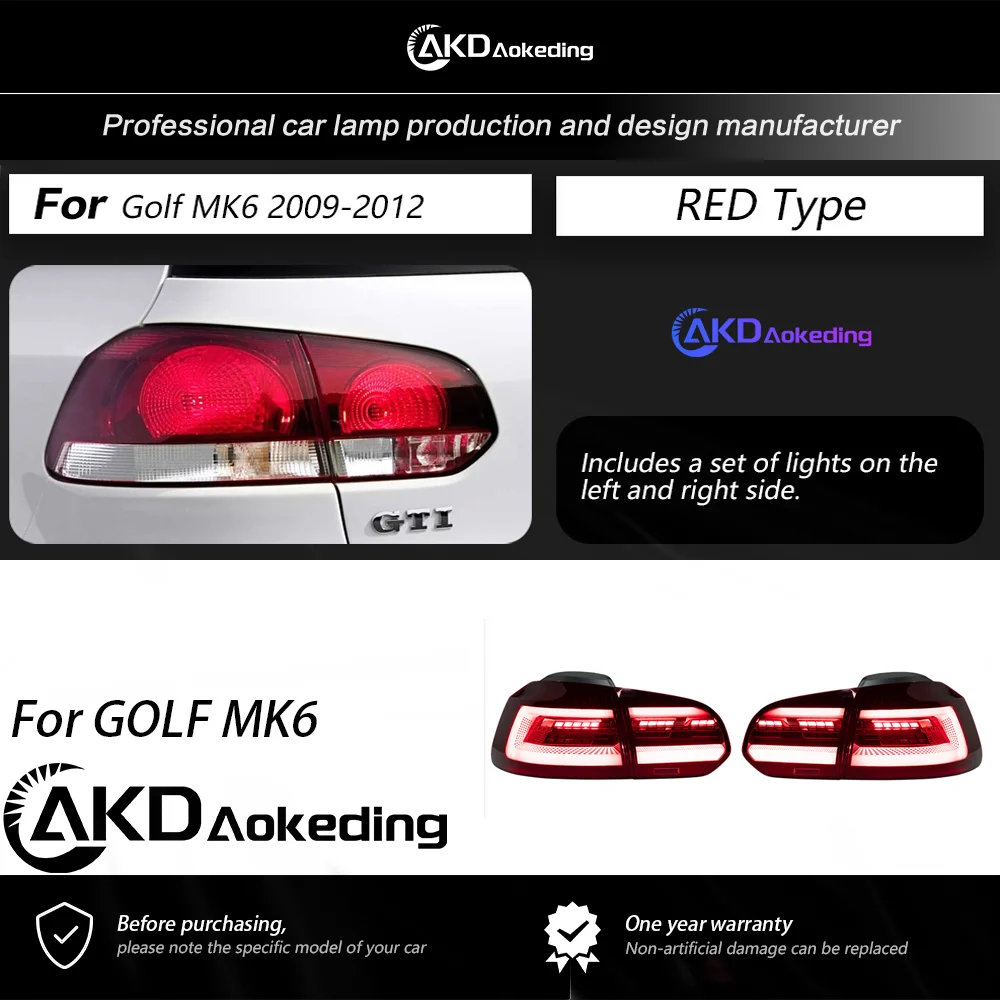 AKD Car Styling LED-Lampe für Volkswagen Golf 6 Rückleuchten 2009-2012 VW GOLF MK6 LED DRL Dynamisches Blinklicht Bremslicht Rückfahrlicht Autozubehör